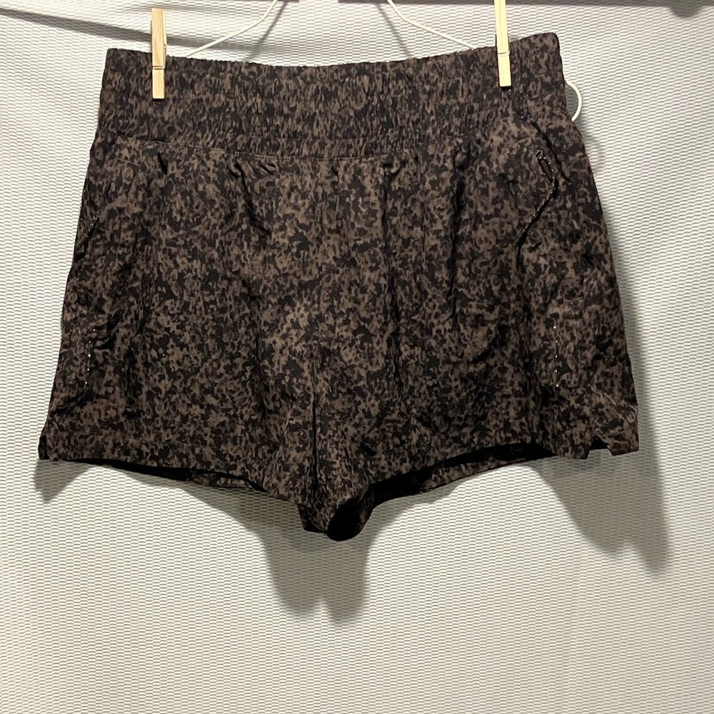 Apana Black Brown Patterned Athletic Shorts